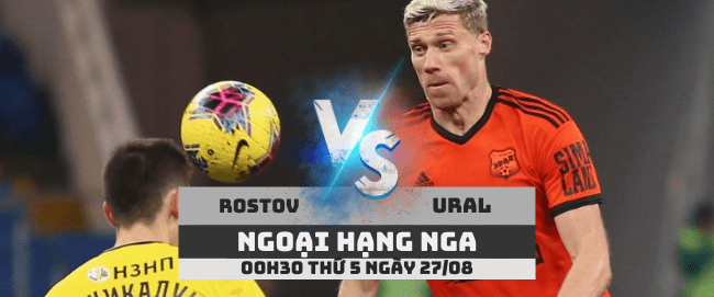 Rostov vs Ural –Ngoại hạng Nga– 27/08