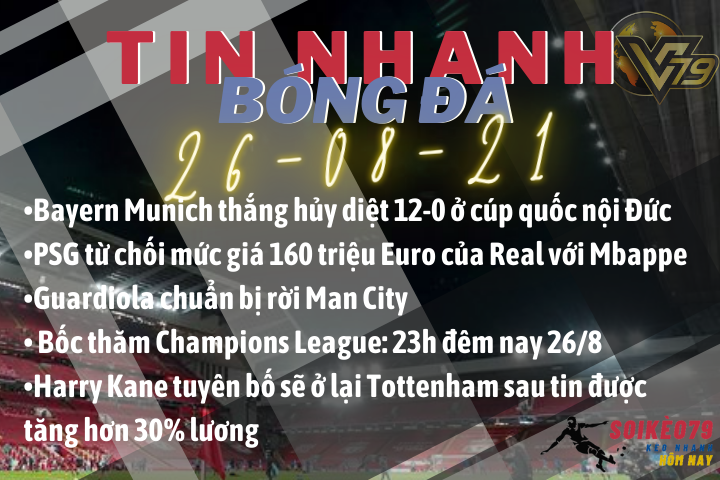 Tin nhanh bóng đá 2608 soikeo79