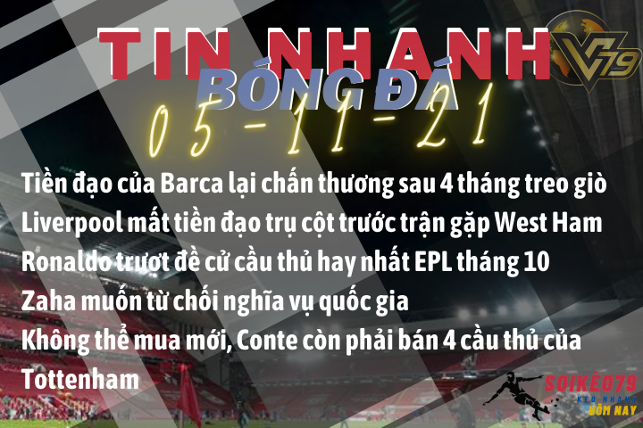 Tin nhanh bóng đá 5 11 soikeo